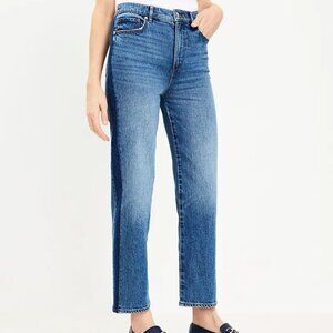 LOFT Side Stripe High Rise Straight Jeans